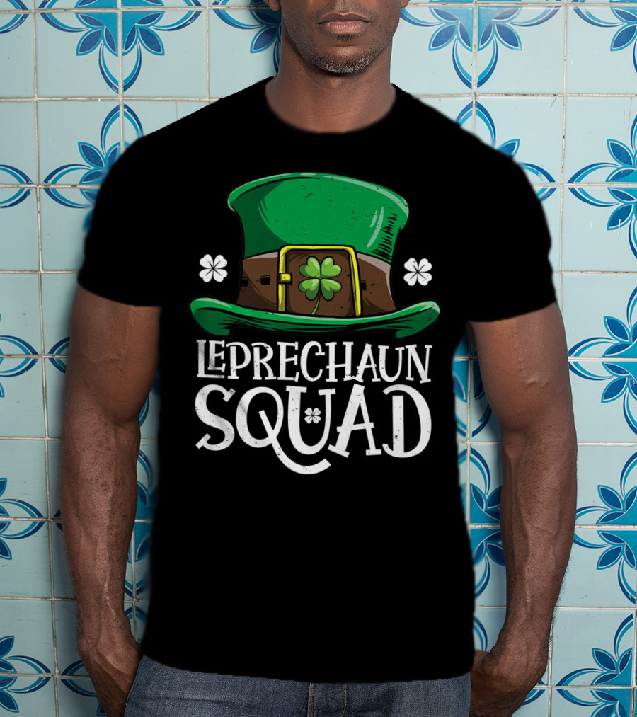 Leprechaun Squad St Patricks Day Costume12 Green Hat Clover Shamrock T-Shirt