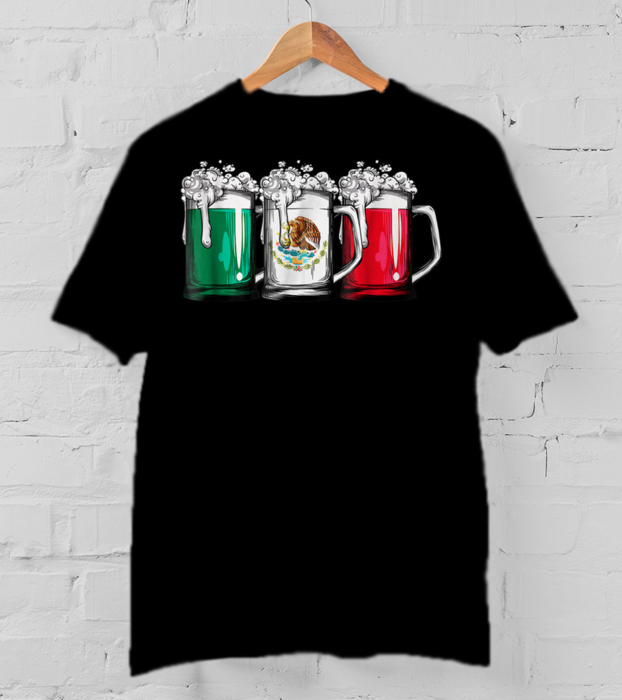 Beer Mug Mexican Flag Cinco De Mayo Celebration Mexico 17 T-Shirt