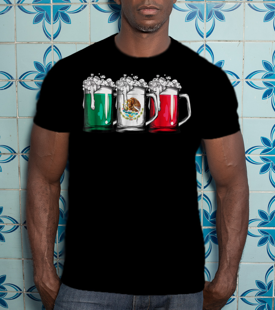 Beer Mug Mexican Flag Cinco De Mayo Celebration Mexico 17 T-Shirt