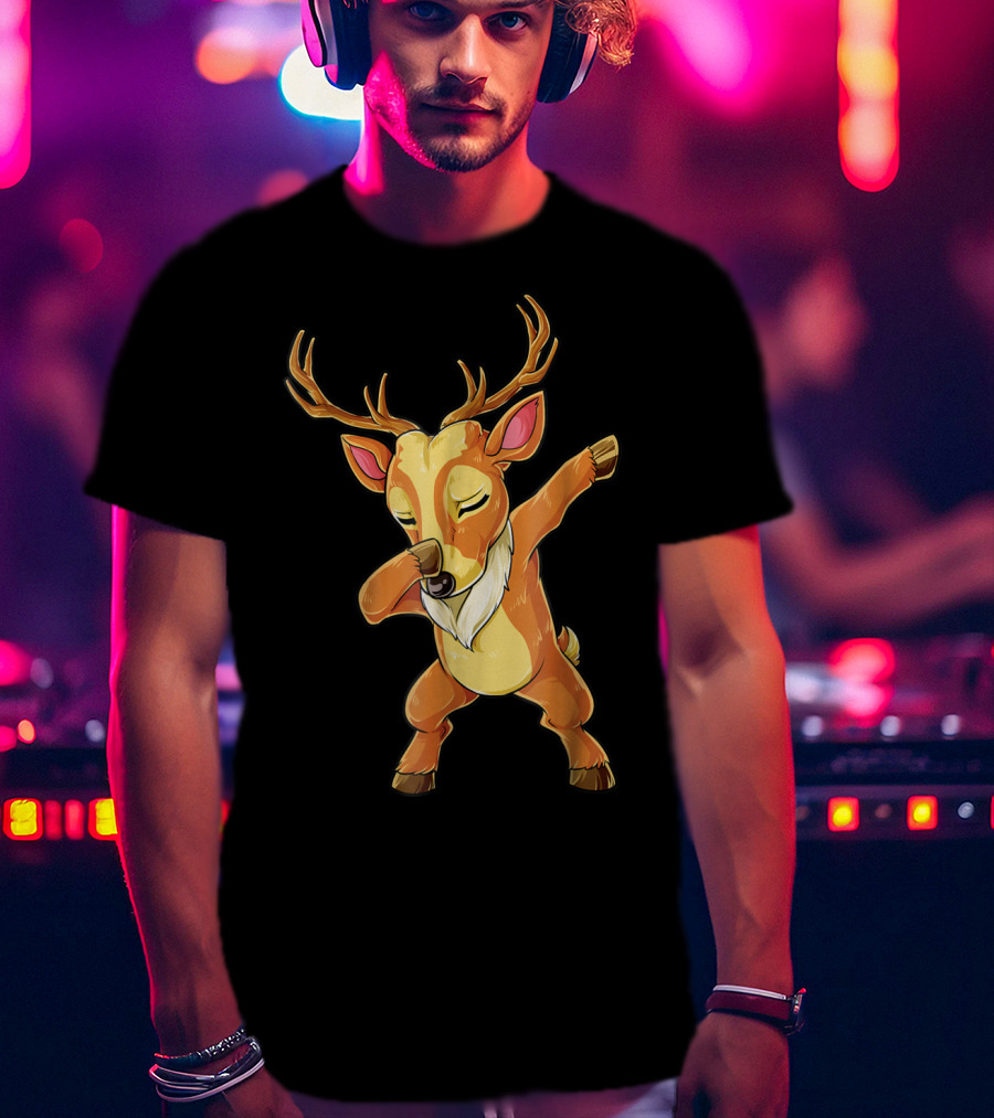 Christmas Reindeer Dabbing Boys Fun T-Shirt