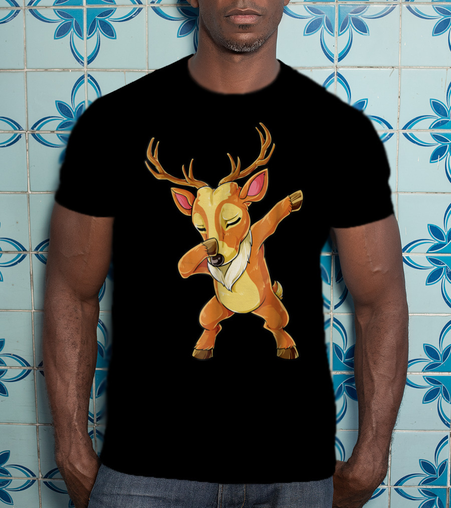 Christmas Reindeer Dabbing Boys Fun T-Shirt