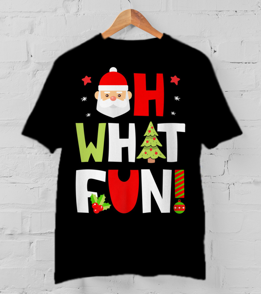 Christmas Kids Boys Oh What Fun Santa Xmas Tree T-Shirt