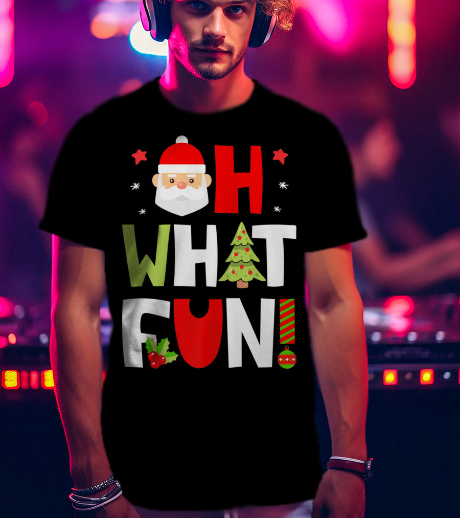 Christmas Kids Boys Oh What Fun Santa Xmas Tree T-Shirt
