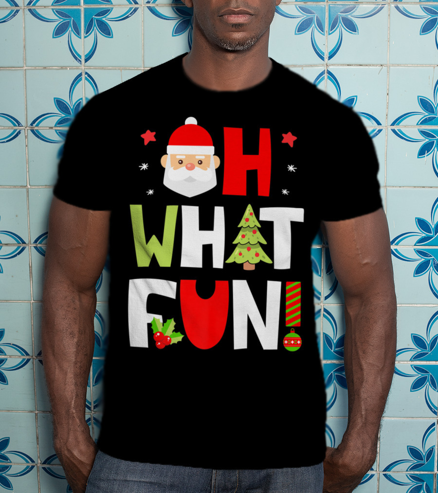 Christmas Kids Boys Oh What Fun Santa Xmas Tree T-Shirt