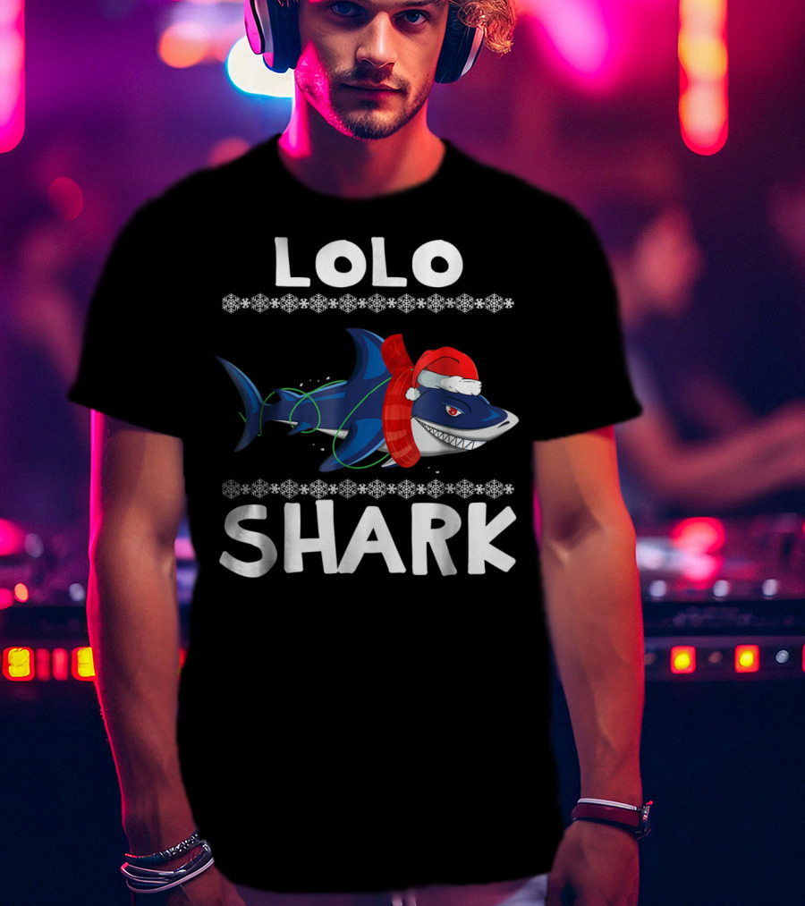 Lolo Shark Santa Ugly Christmas Family T-Shirt