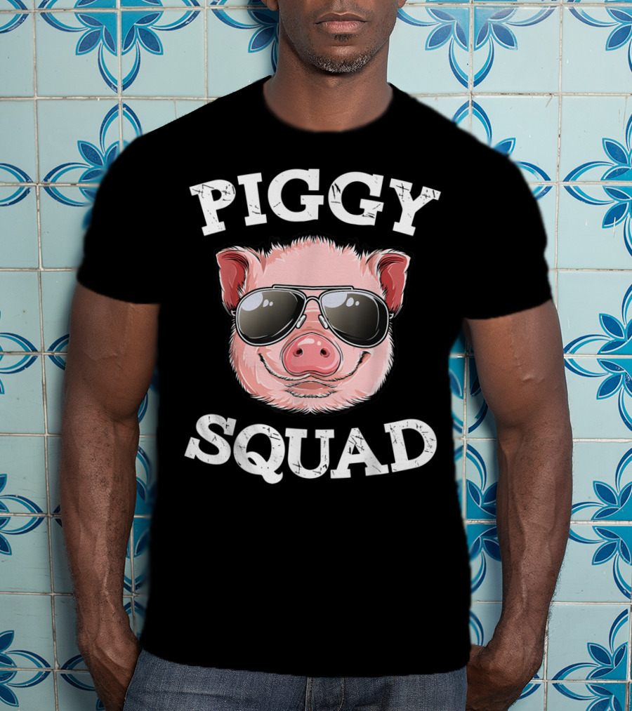 Piggy Squad Pig Lovers Farming Farmer Girls Sunglasses T-Shirt
