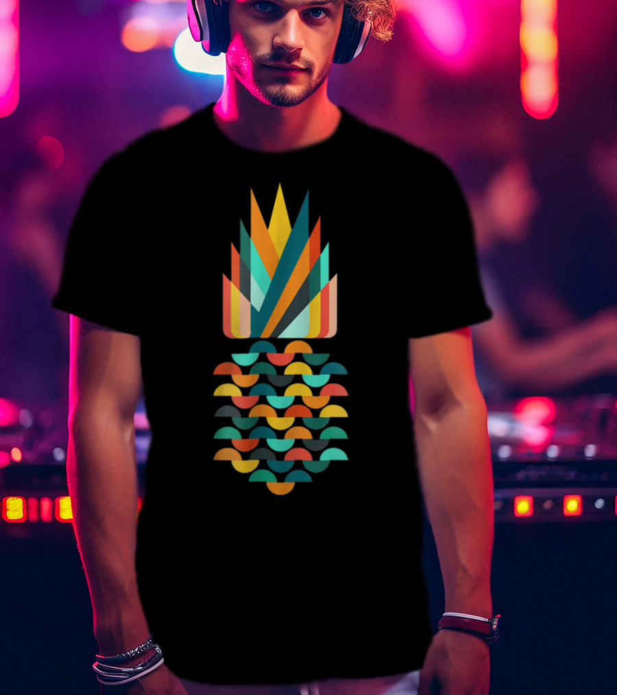 Pineapple Aloha Hawaiian Low Poly Geometric Multicolor T-Shirt