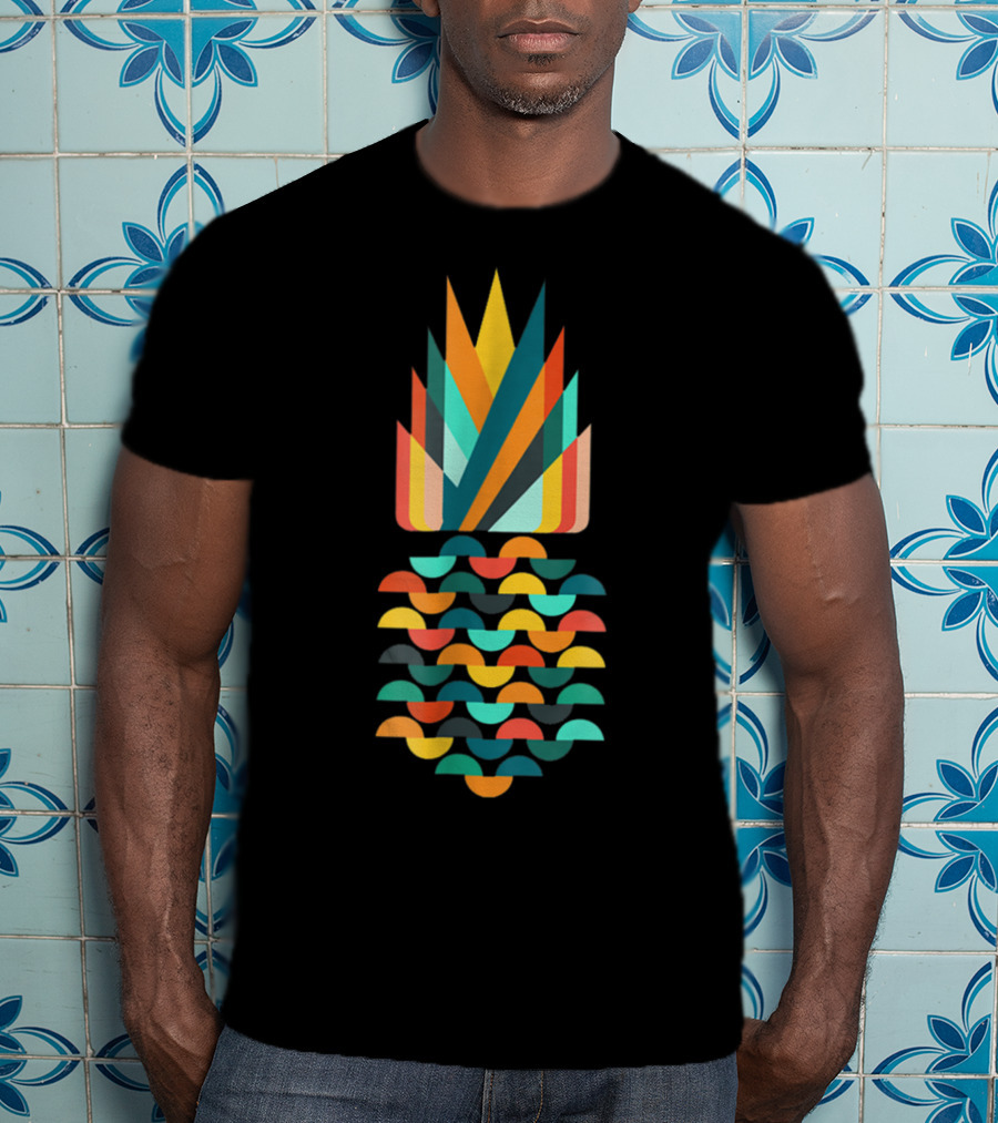 Pineapple Aloha Hawaiian Low Poly Geometric Multicolor T-Shirt