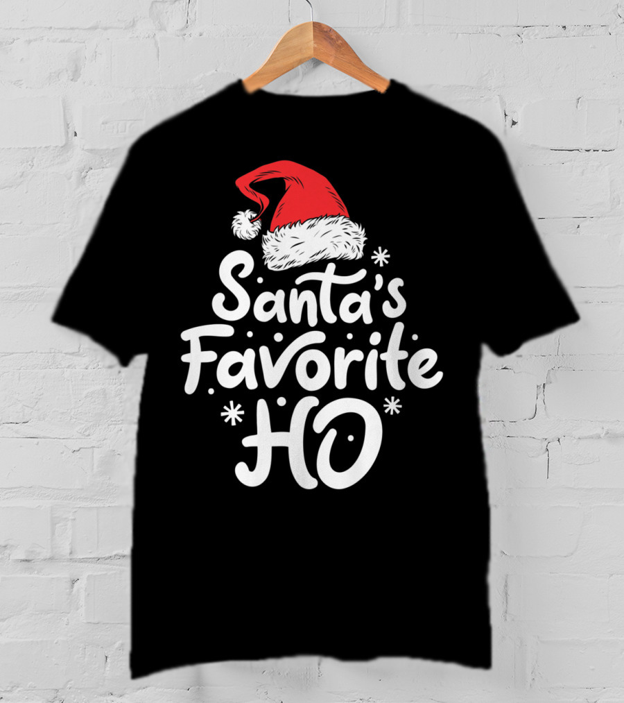 Santa's Favorite Ho Christmas Women Santa Hat T-Shirt