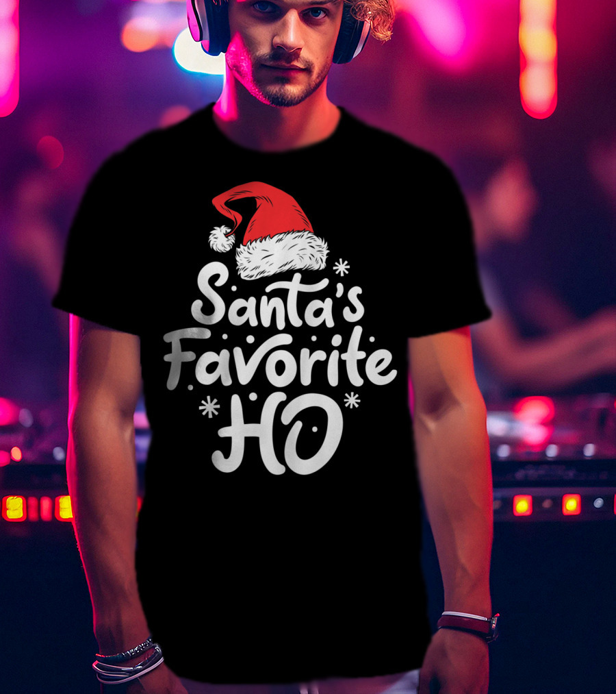 Santa's Favorite Ho Christmas Women Santa Hat T-Shirt