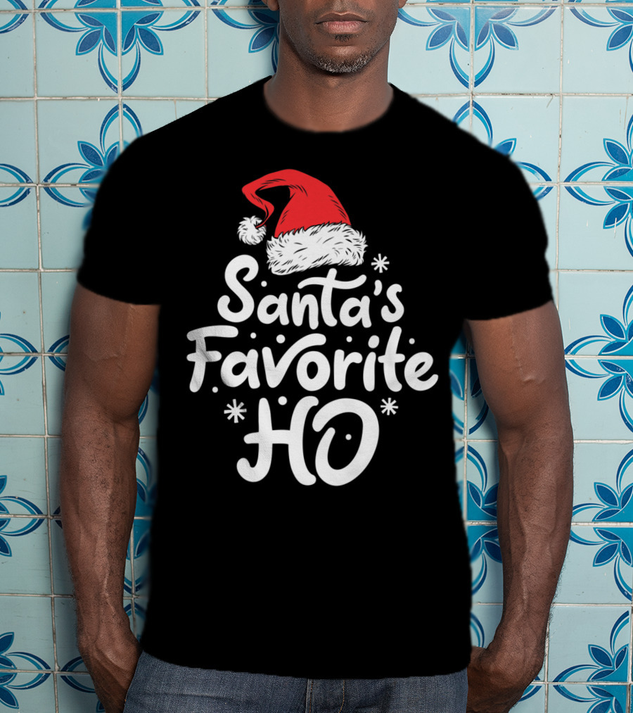 Santa's Favorite Ho Christmas Women Santa Hat T-Shirt