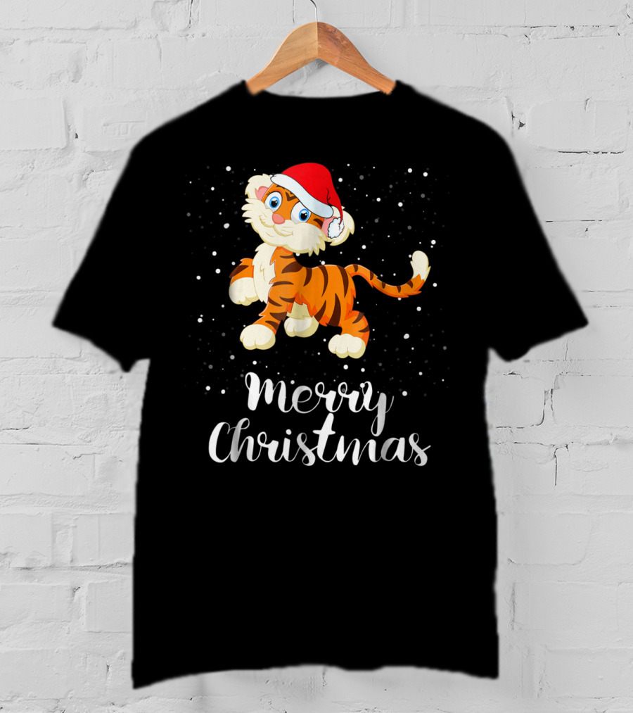 Merry Christmas Tiger Funny Christmas Matching Family Group T-Shirt
