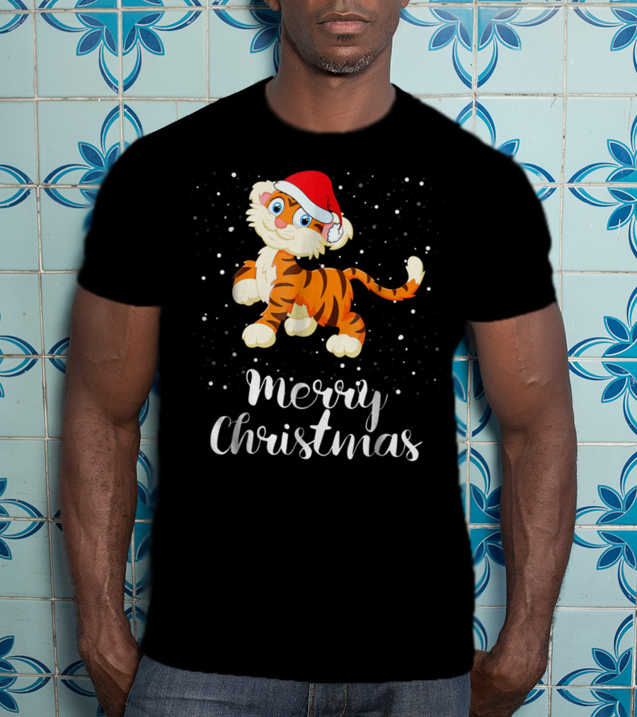 Merry Christmas Tiger Funny Christmas Matching Family Group T-Shirt