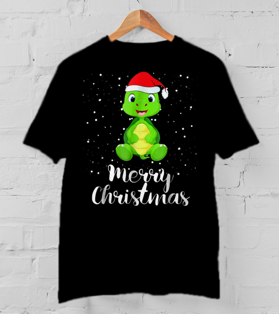 Merry Christmas Cute Turtle Santa Hat Family Group T-Shirt