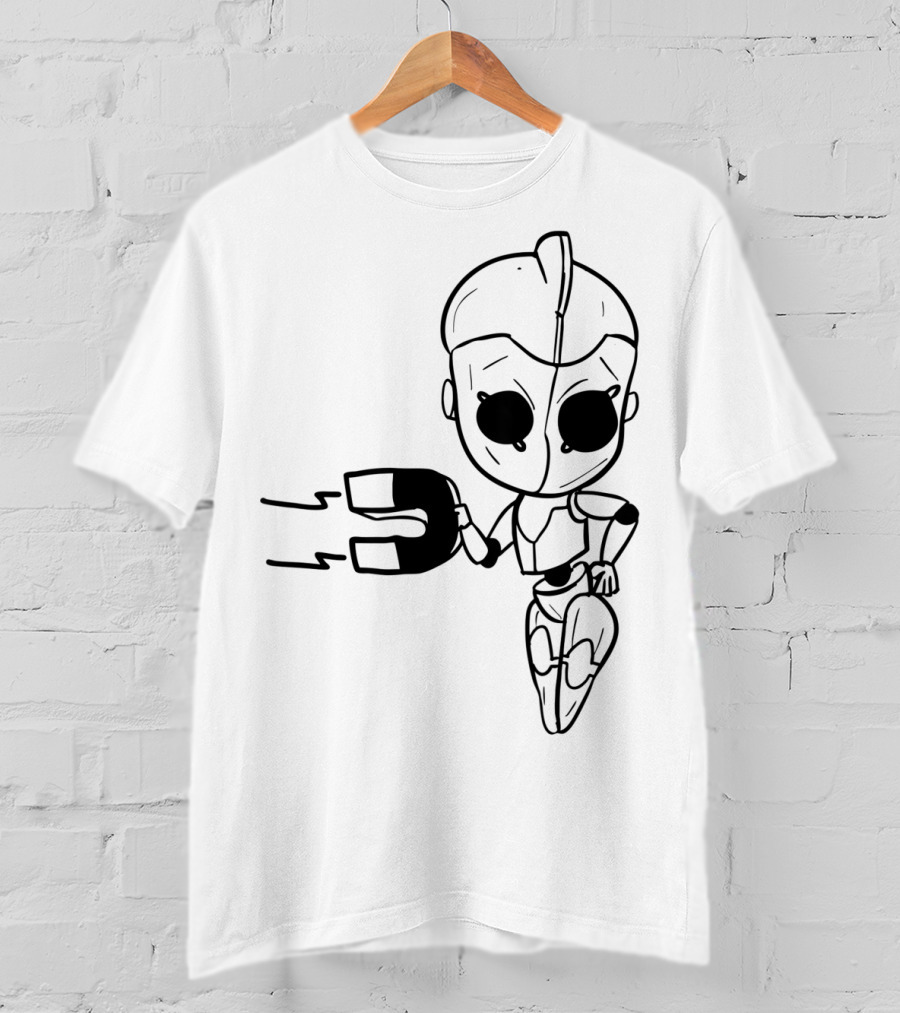 Valentines Couples Girl Her Him Girls Magnet Robot T-Shirt