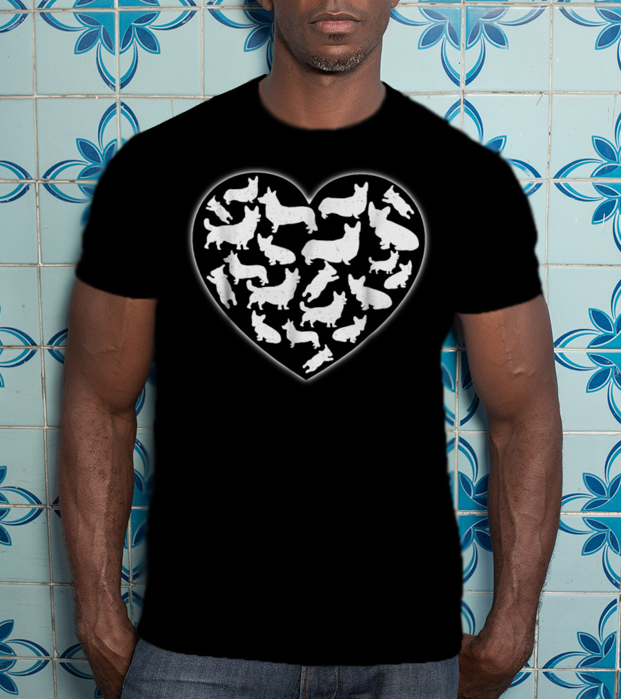 Valentines Day Heart Shaped Corgis Funny Dog T-Shirt