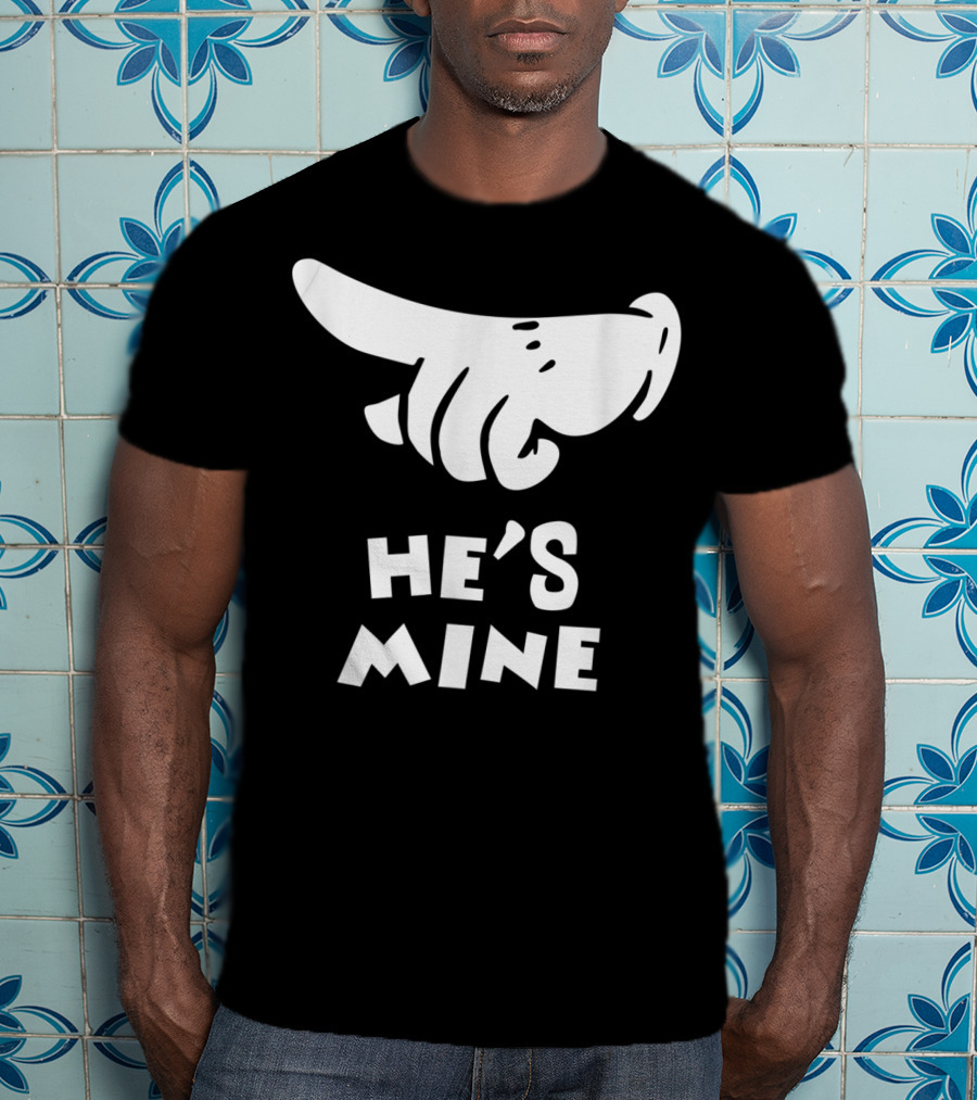 Valentines Day He's Mine Couples Hand Design 15 T-Shirt