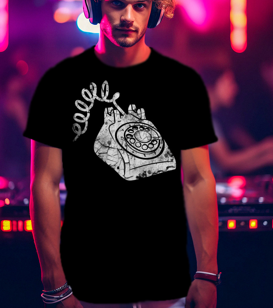 Vintage Phone Valentines Day Girls Boys Retro Rotary Telephone T-Shirt