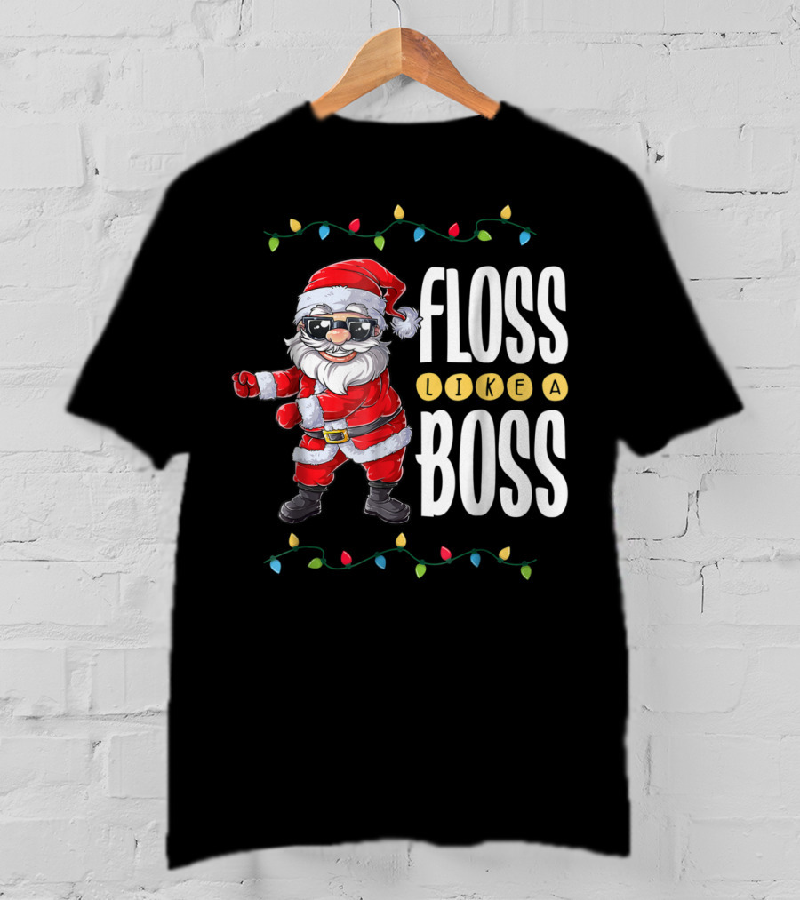 Christmas Santa Floss Like A Boss Flossing 8 Dance Lights T-Shirt