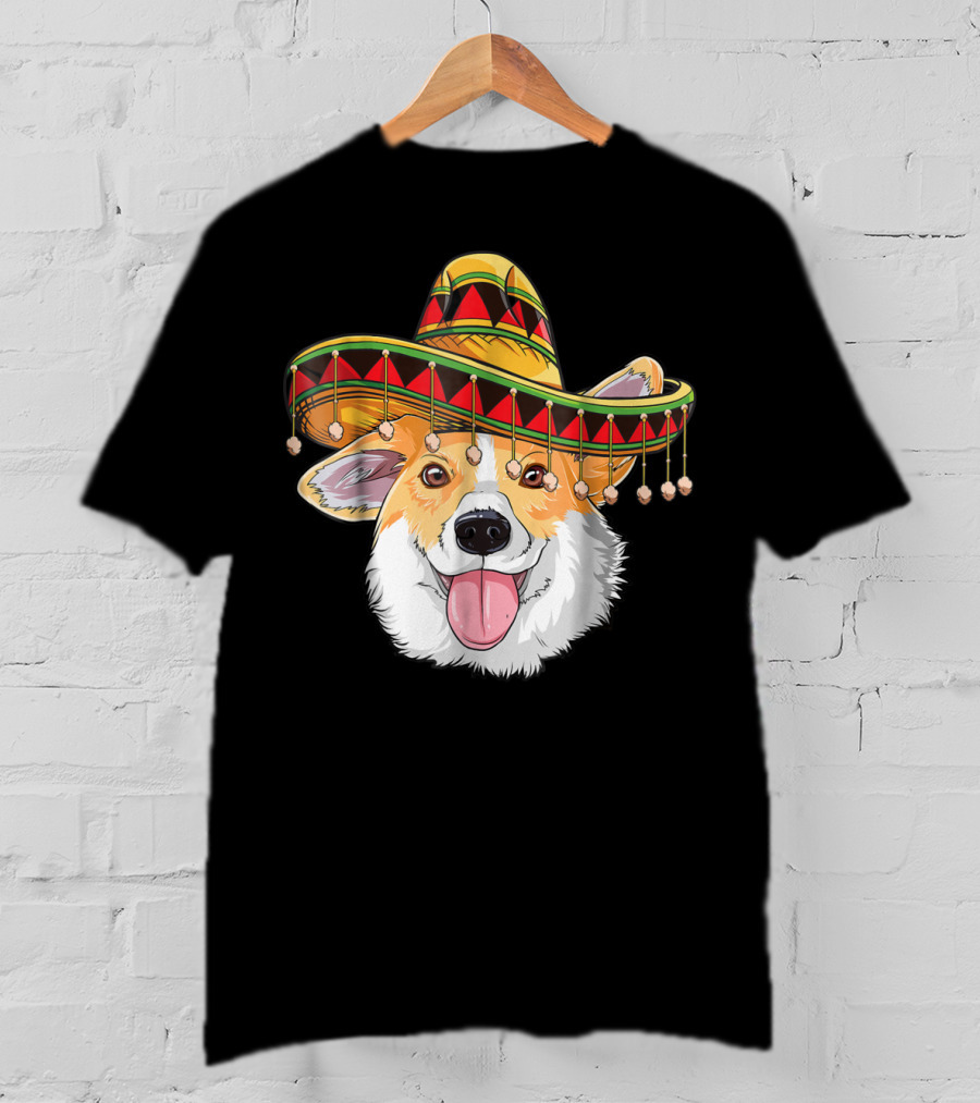 Cinco De Mayo Corgi Kids Boy Girl Sombrero Hat T-Shirt