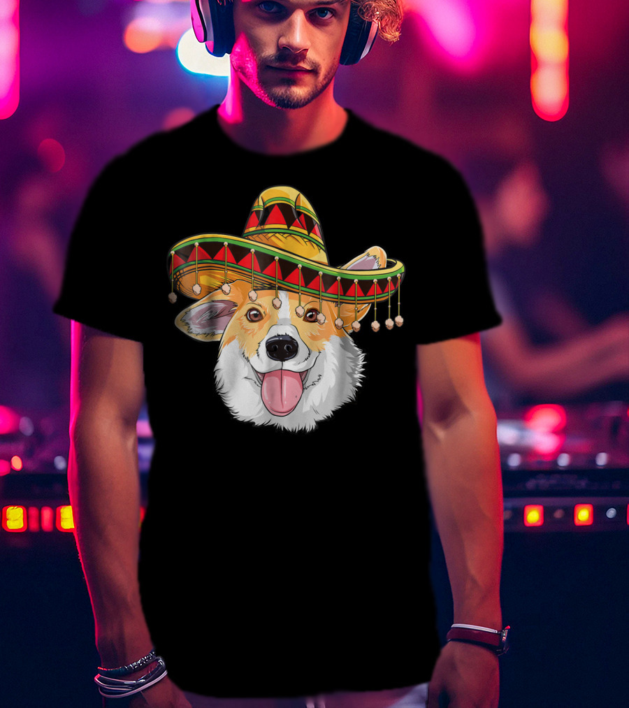 Cinco De Mayo Corgi Kids Boy Girl Sombrero Hat T-Shirt