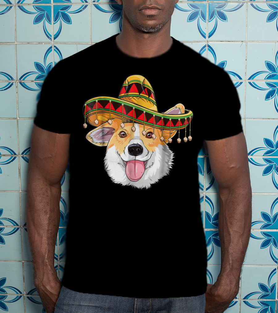 Cinco De Mayo Corgi Kids Boy Girl Sombrero Hat T-Shirt