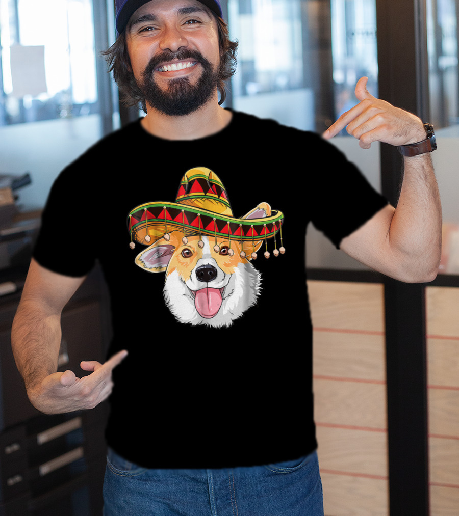 Cinco De Mayo Corgi Kids Boy Girl Sombrero Hat T-Shirt