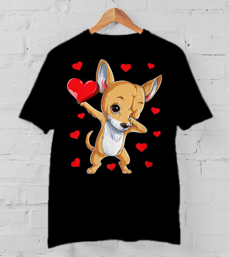 Dabbing Chihuahua Valentines Day Dog Lover Heart Boys4 T-Shirt
