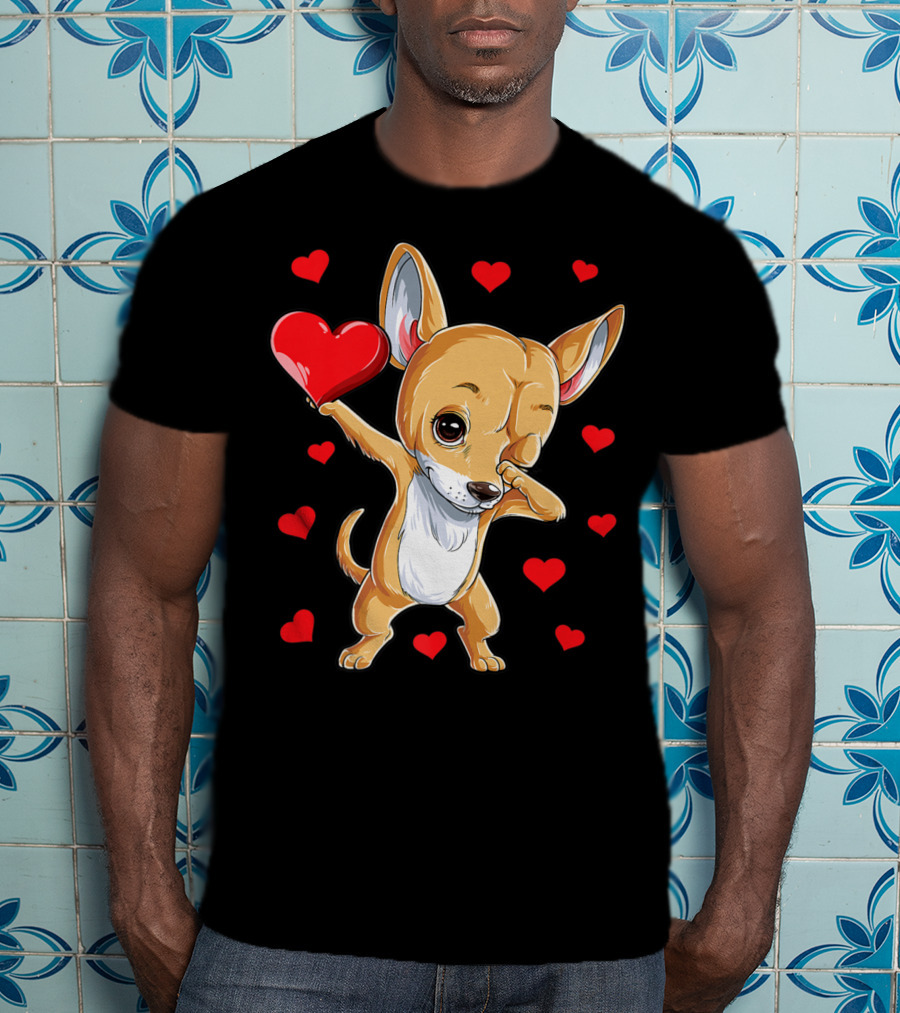 Dabbing Chihuahua Valentines Day Dog Lover Heart Boys4 T-Shirt