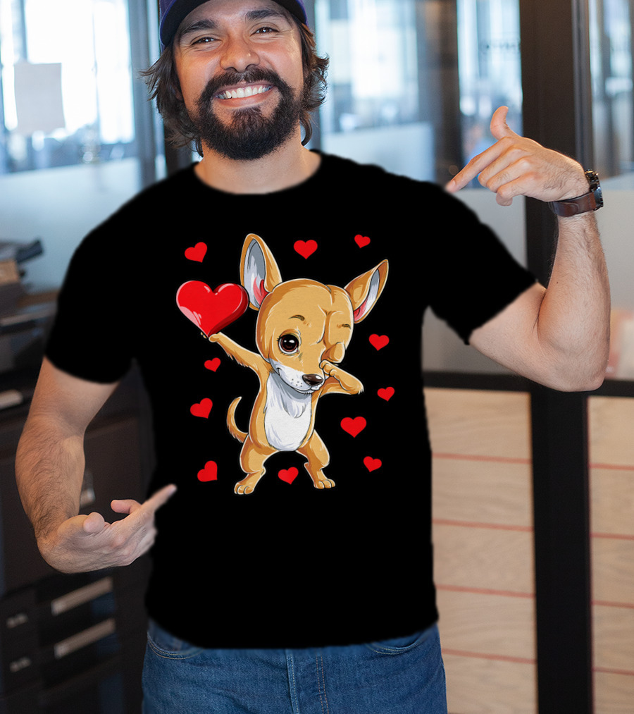 Dabbing Chihuahua Valentines Day Dog Lover Heart Boys4 T-Shirt