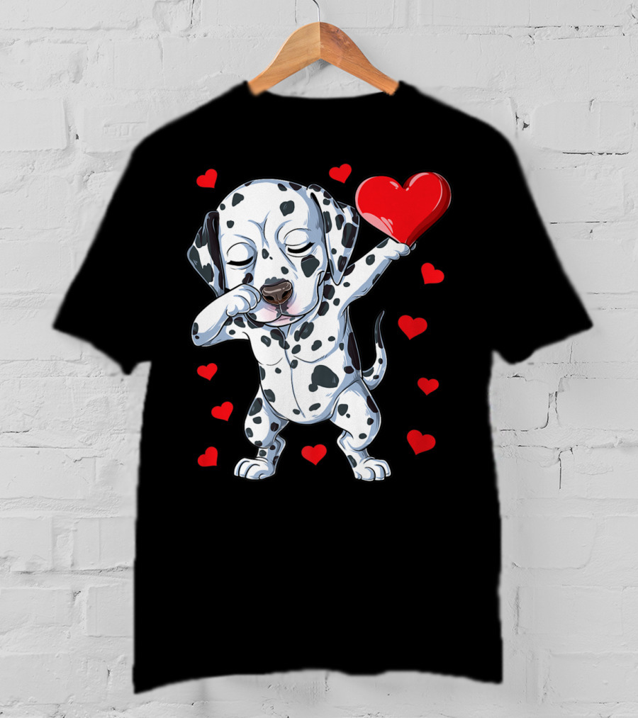 Dabbing Dalmatian Valentines Day Dog Lover Heart Boys1 T-Shirt