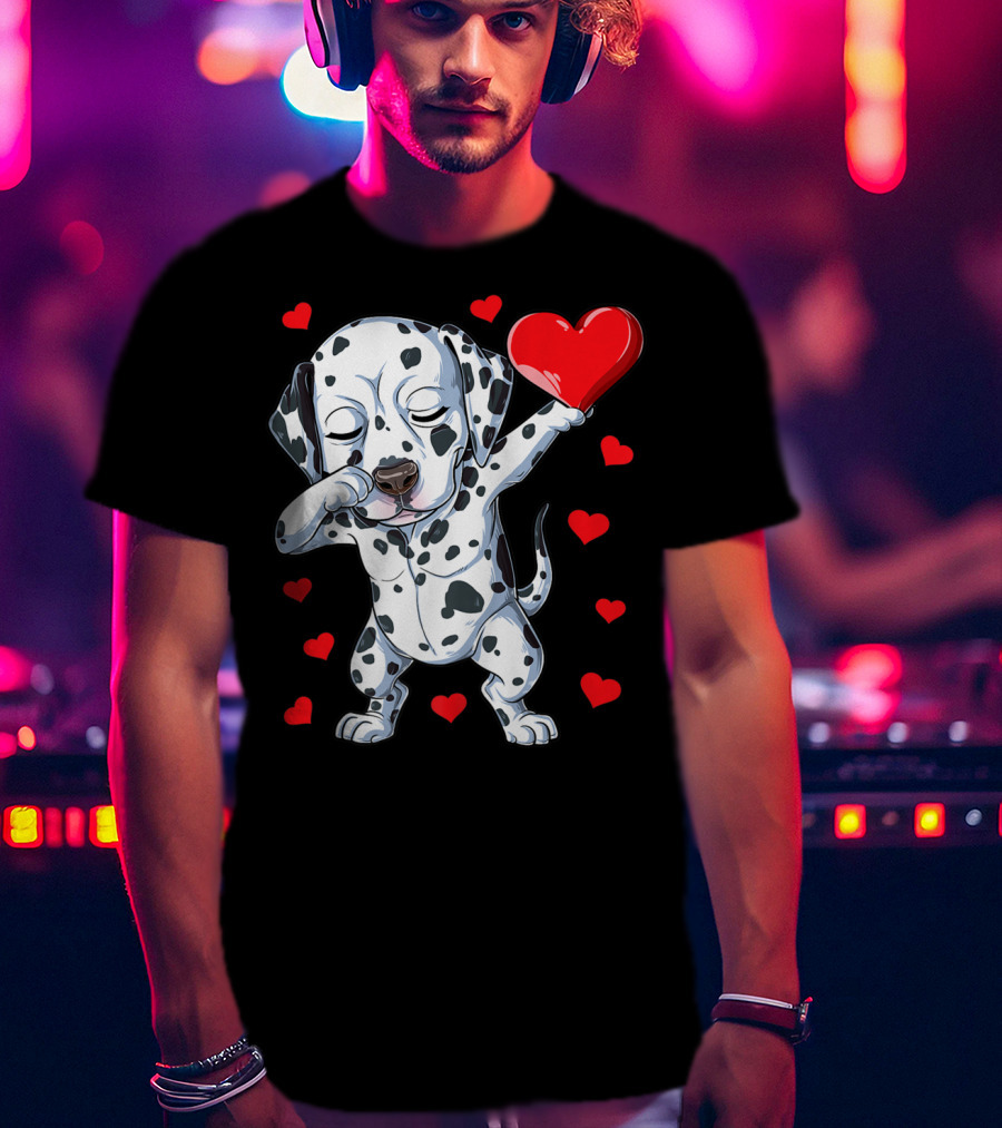 Dabbing Dalmatian Valentines Day Dog Lover Heart Boys1 T-Shirt