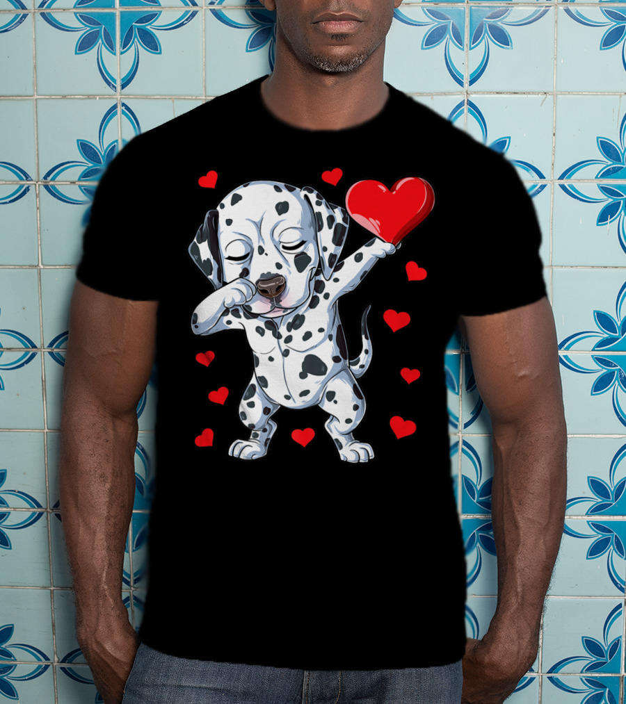 Dabbing Dalmatian Valentines Day Dog Lover Heart Boys1 T-Shirt