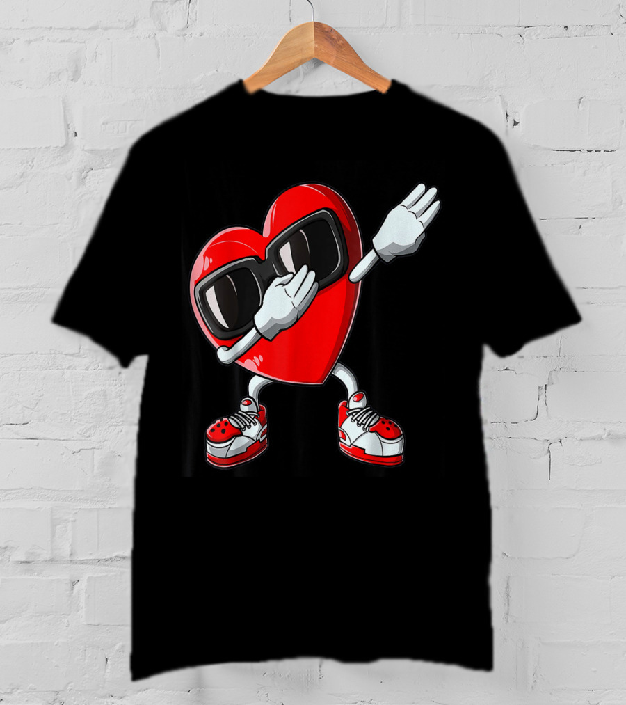 Dabbing Heart Valentines Day Love Funny19 Sunglasses Sneakers T-Shirt