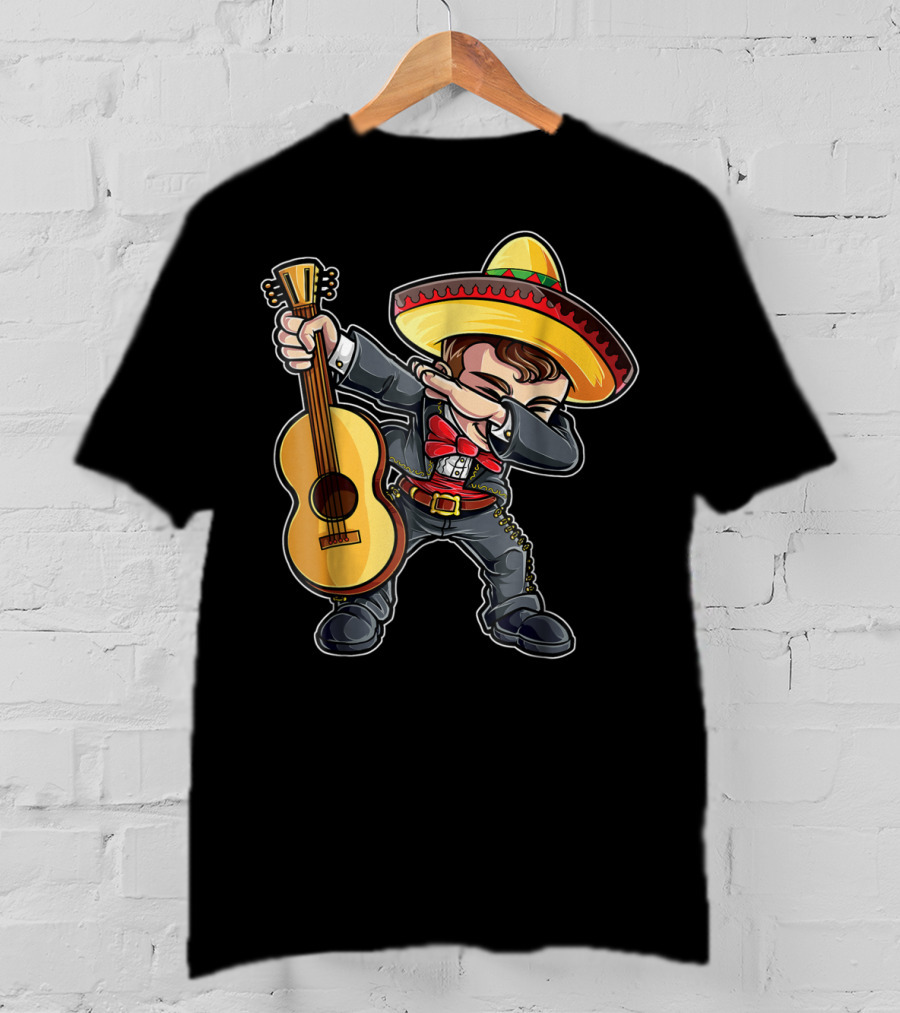 Dabbing Mariachi Guitar Cinco De Mayo Dab Men Kids Sombrero T-Shirt