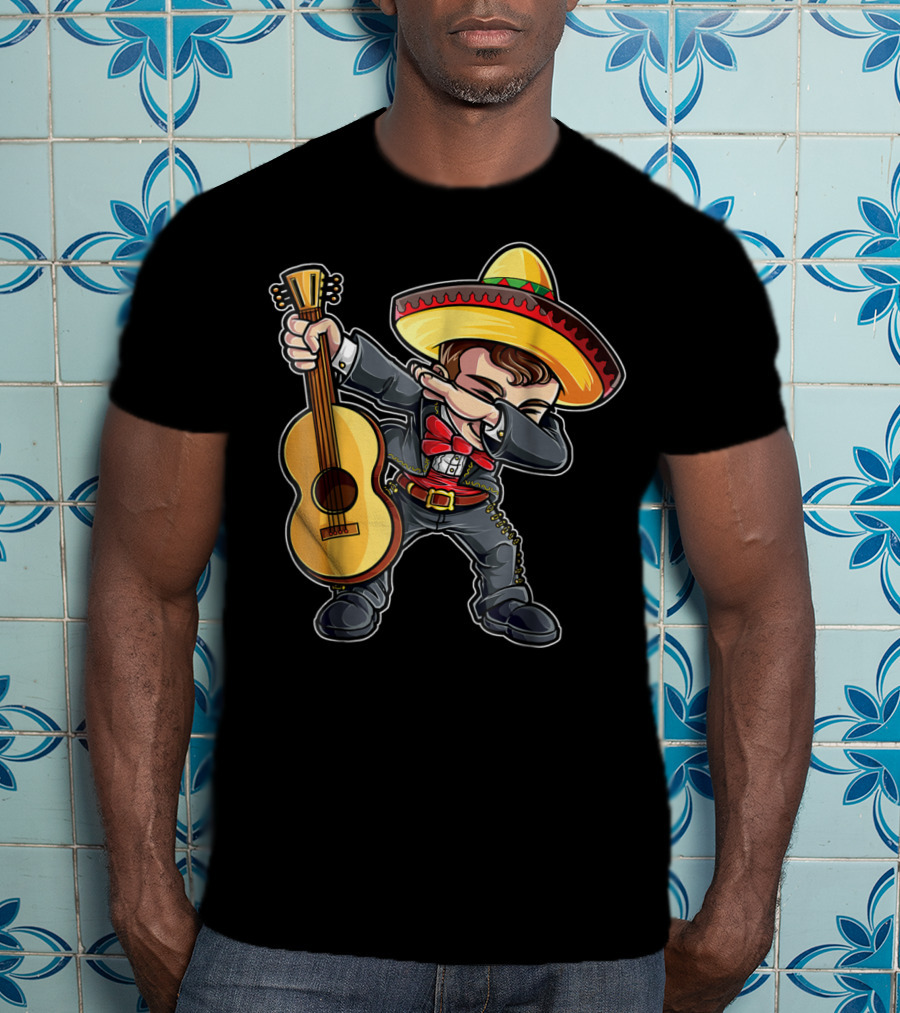 Dabbing Mariachi Guitar Cinco De Mayo Dab Men Kids Sombrero T-Shirt