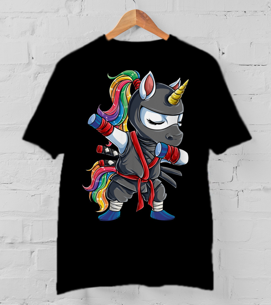 Dabbing Ninja Unicorn Rainbow Martial Arts Women T-Shirt