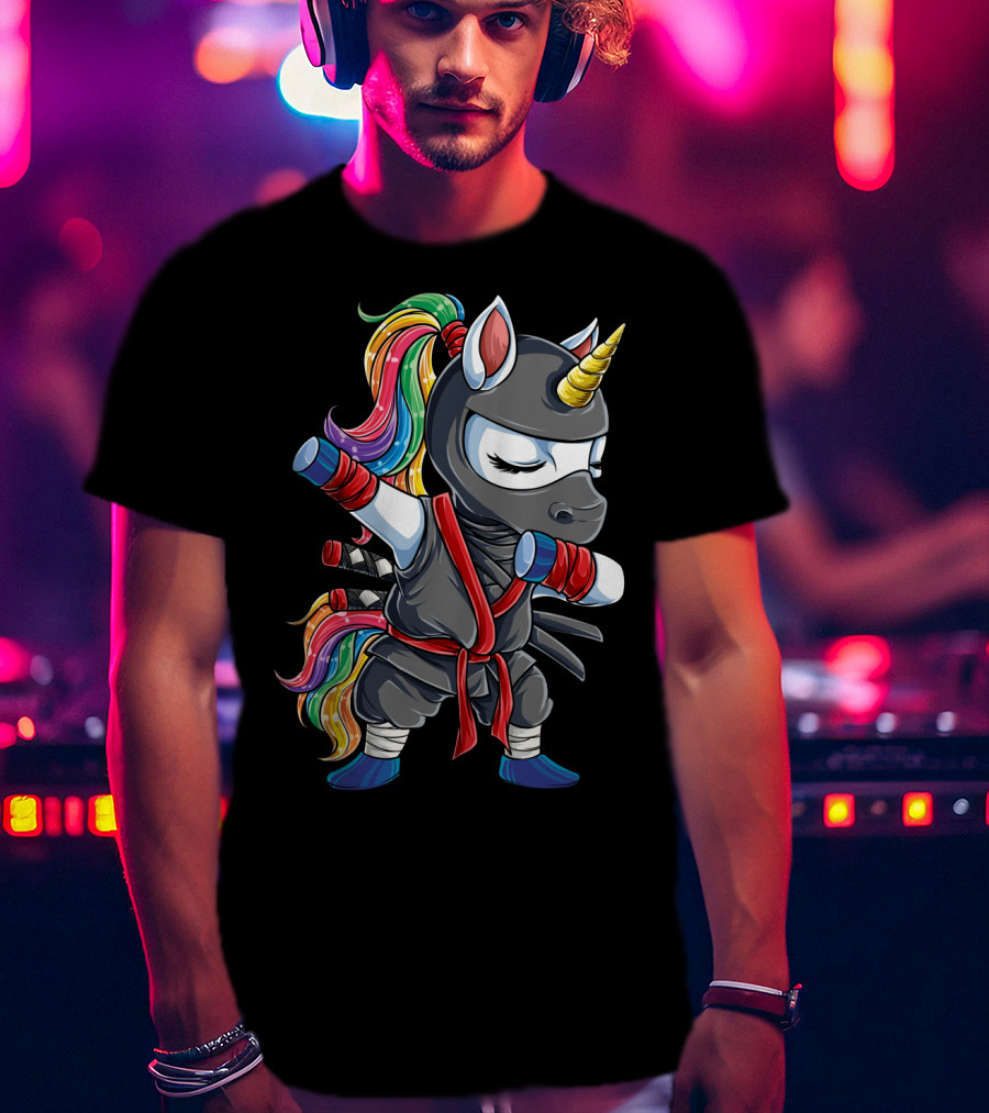 Dabbing Ninja Unicorn Rainbow Martial Arts Women T-Shirt