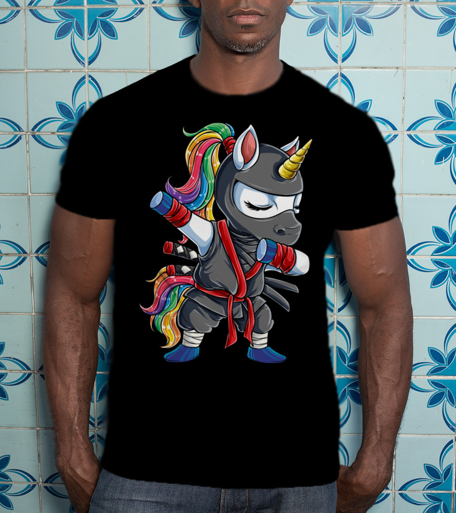 Dabbing Ninja Unicorn Rainbow Martial Arts Women T-Shirt