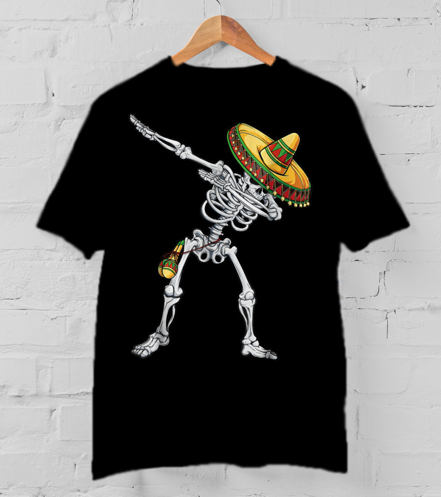 Skeleton Dabbing Sombrero Cinco De Mayo T-Shirt