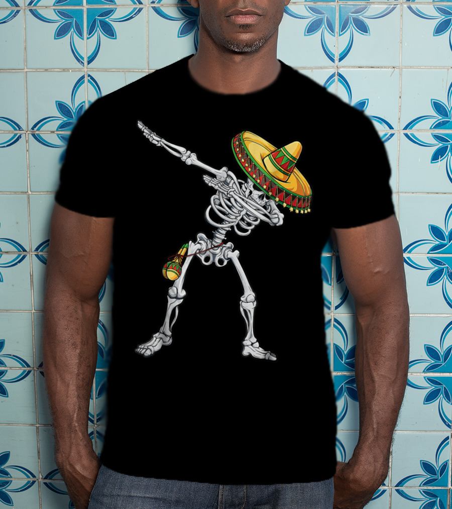 Skeleton Dabbing Sombrero Cinco De Mayo T-Shirt