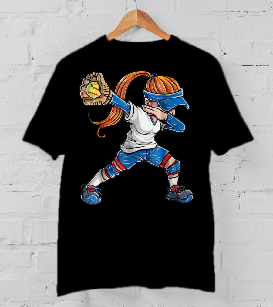 Dabbing Softball Girl Catcher Pitcher Women Dab T-Shirt
