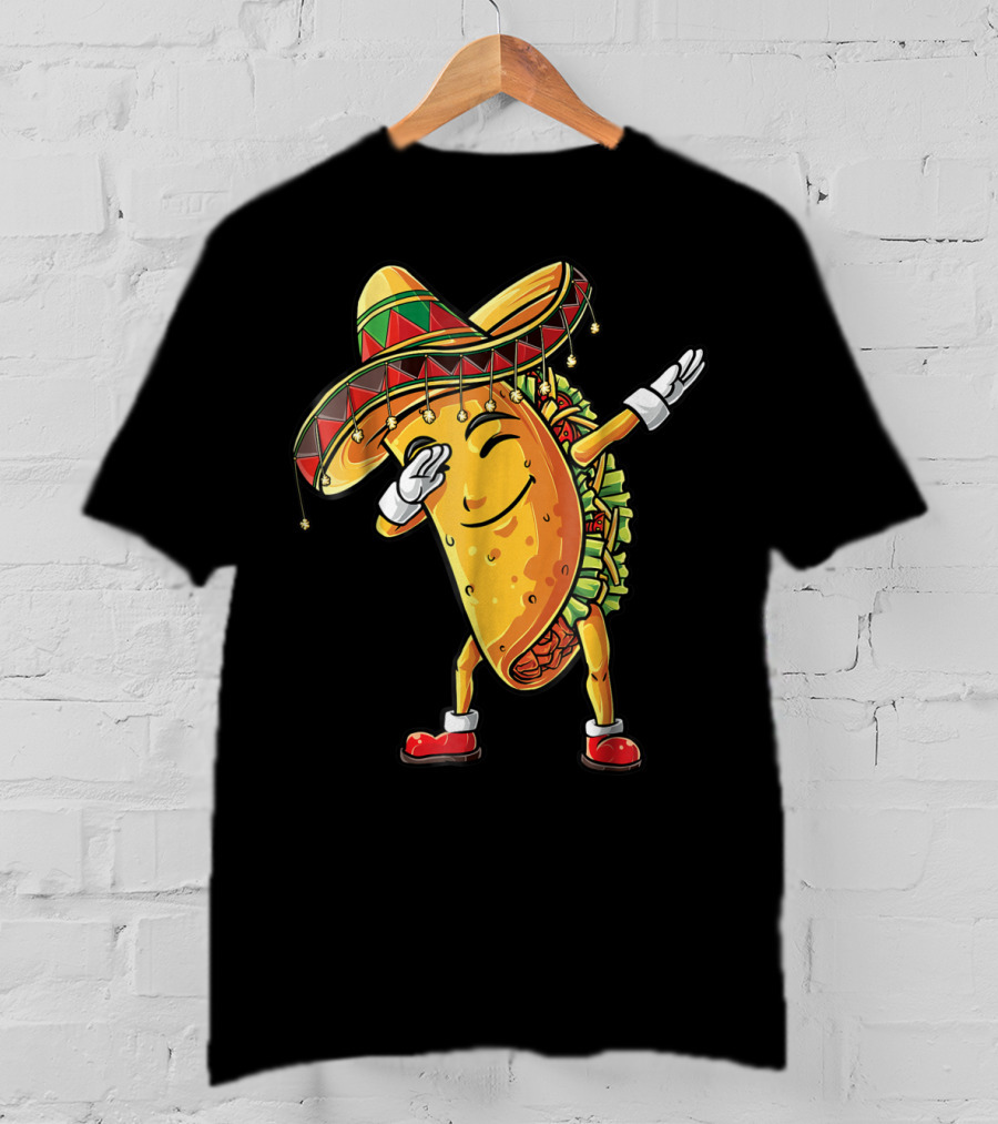 Dabbing Taco Sombrero Cinco De Mayo Kids Boys Girls Fun T-Shirt