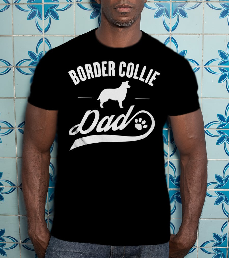 Border Collie Dad Dog Owner Lover Paw Prints T-Shirt