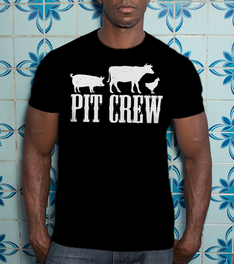 Funny BBQ Smoker Father Dad Grill Pit Crew Back Print43 T-Shirt
