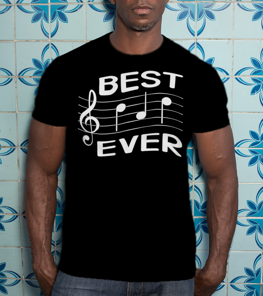 Funny Best Dad Ever Music Notes T-Shirt