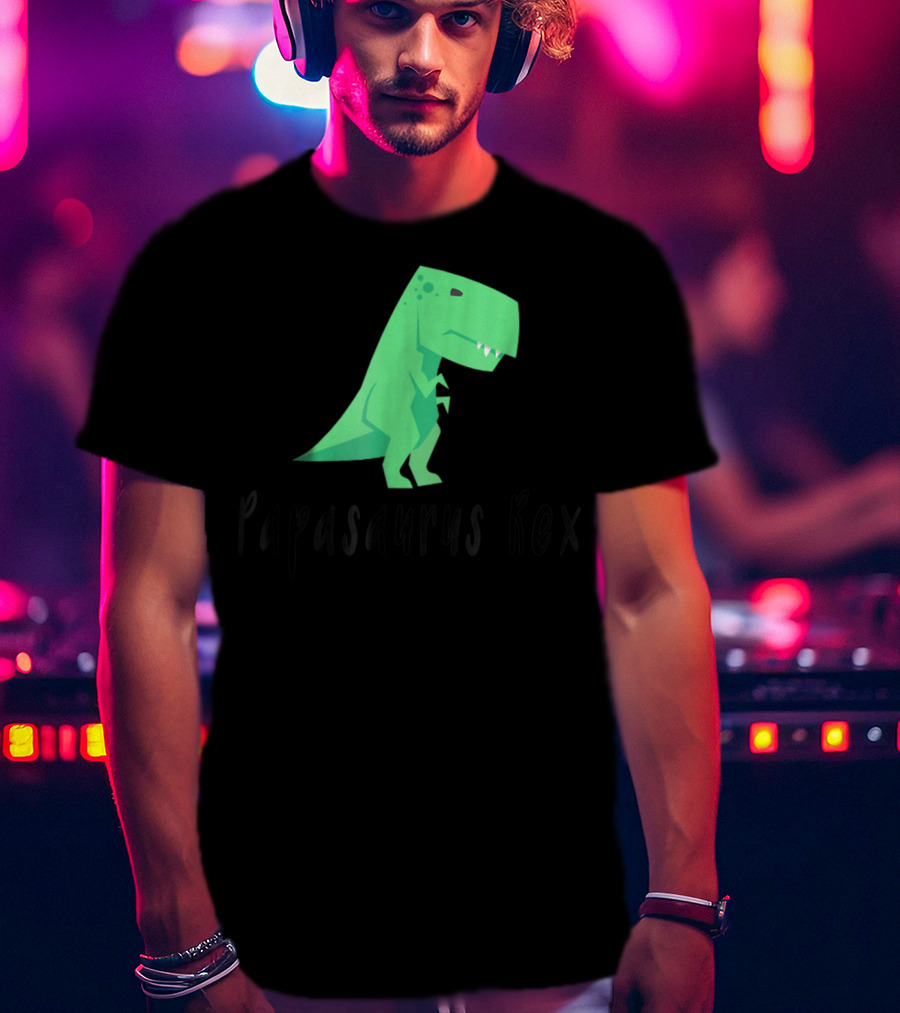Papasaurus Rex Cute Dinosaur Dad Funny T-Shirt
