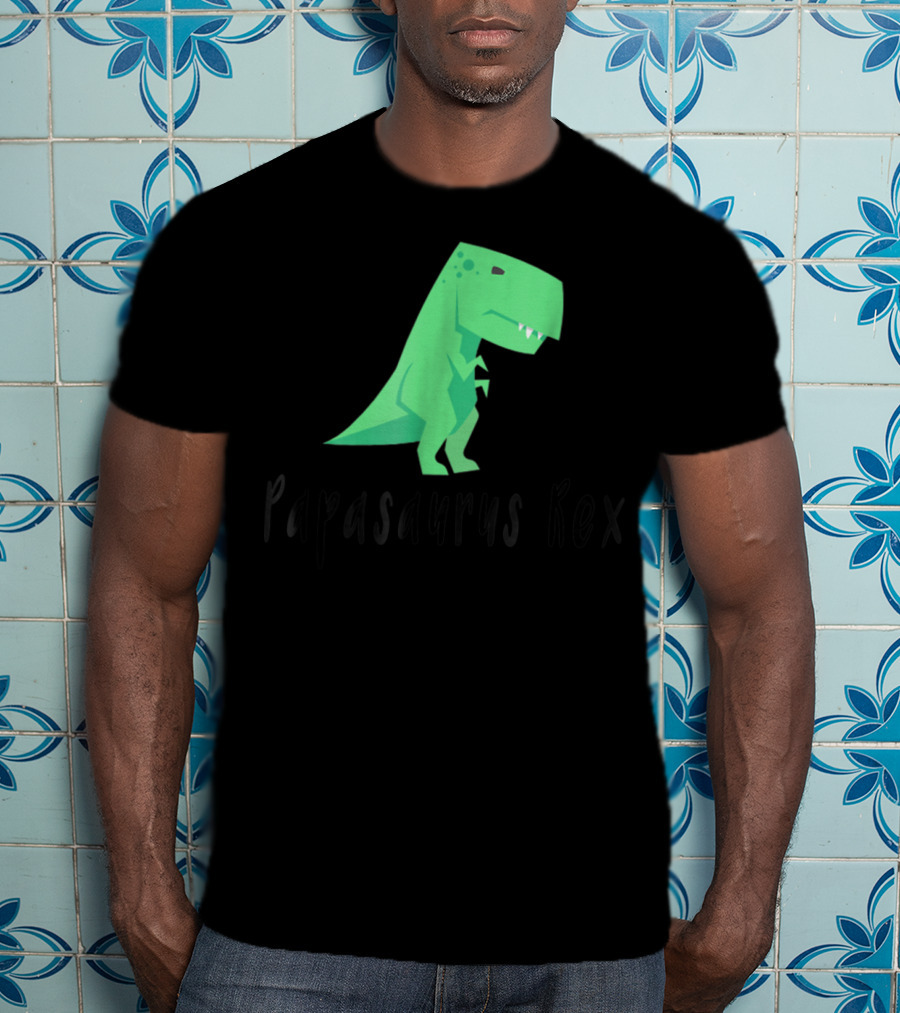 Papasaurus Rex Cute Dinosaur Dad Funny T-Shirt