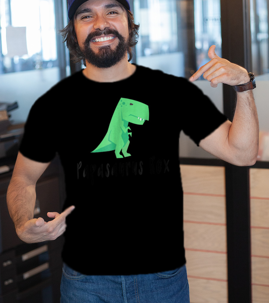 Papasaurus Rex Cute Dinosaur Dad Funny T-Shirt