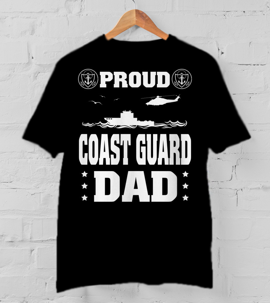 Proud Coast Guard Dad Helicopter And Ship Memorial Day Recognition T-Shirt